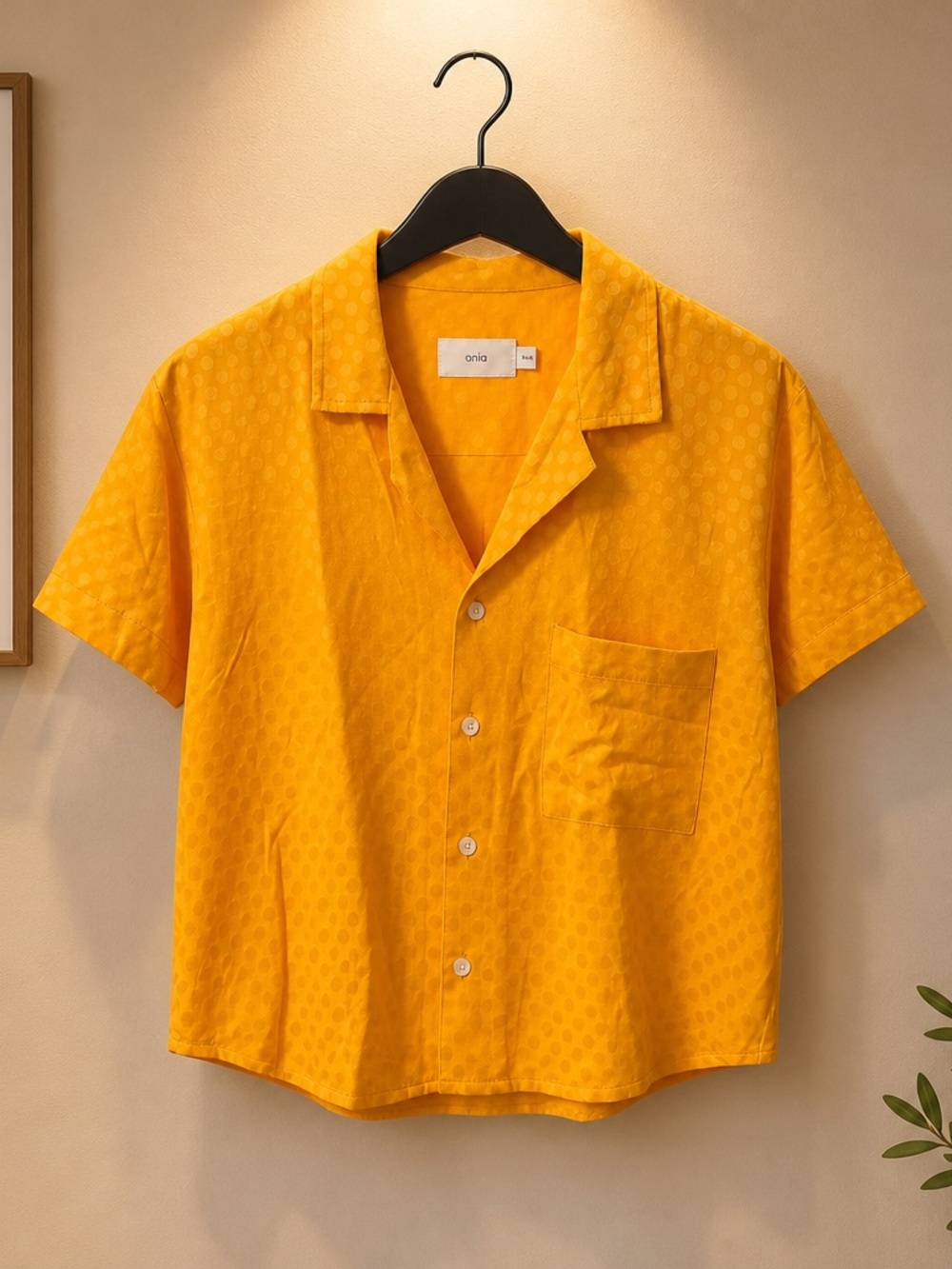Onia Short-Sleeve Camp Collar Shirt in Mustard